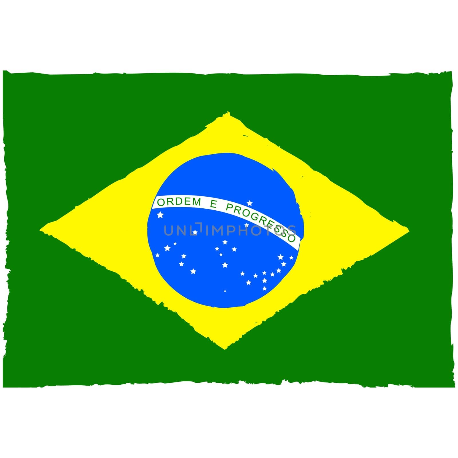 Concept illustration showing a painted Brazilian flag