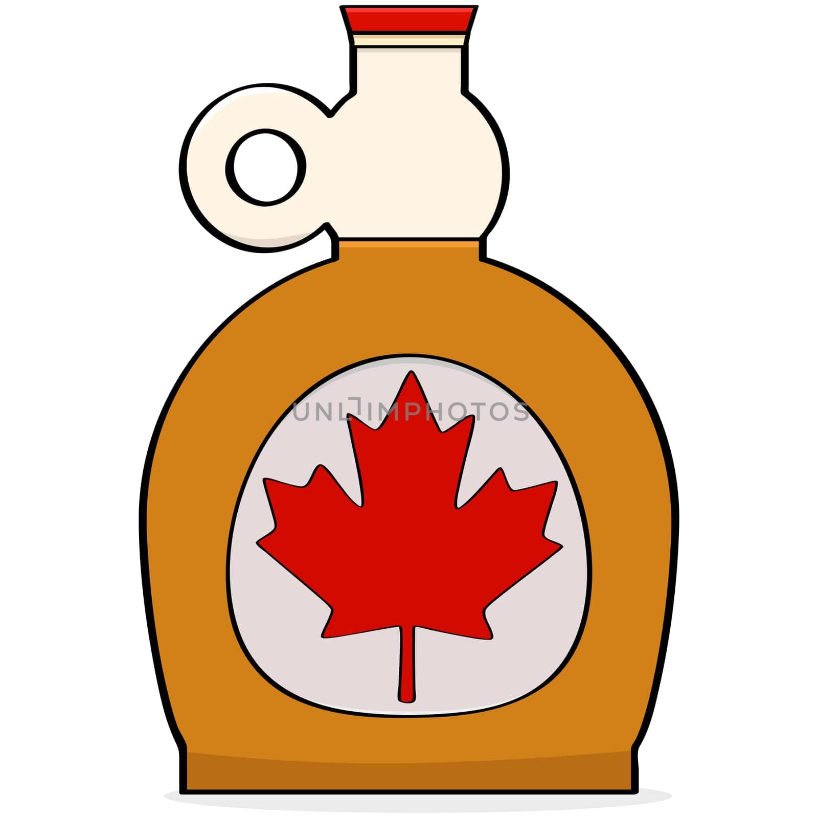 Cartoon illustration showing a bottle of Canadian maple syrup