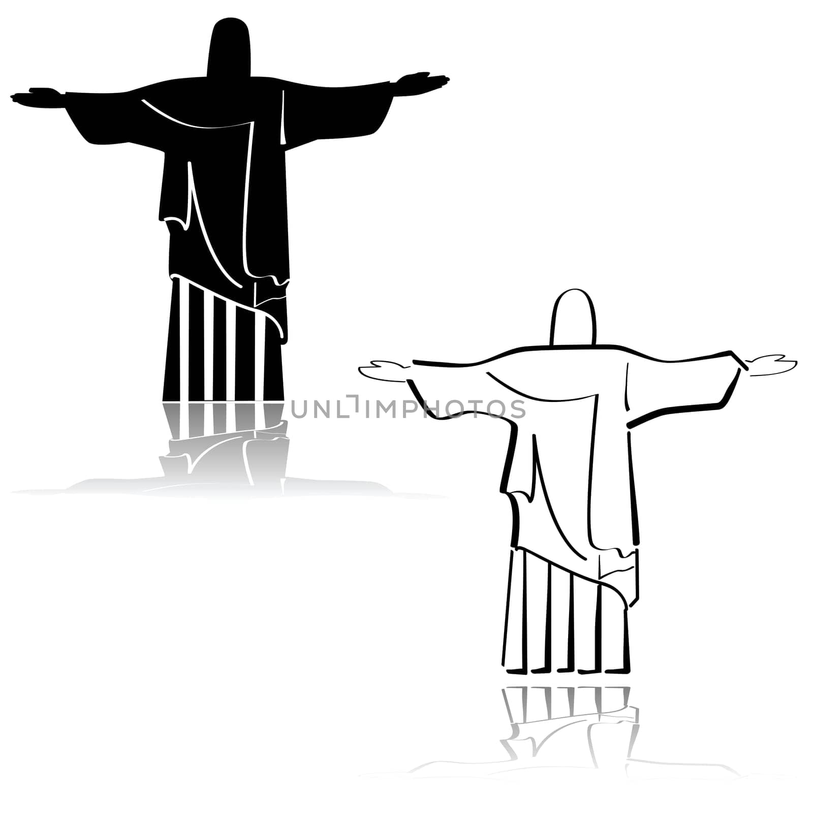 Concept illustration showing an icon depicting the famous Christ the Redeemer statue from Rio de Janeiro, Brazil