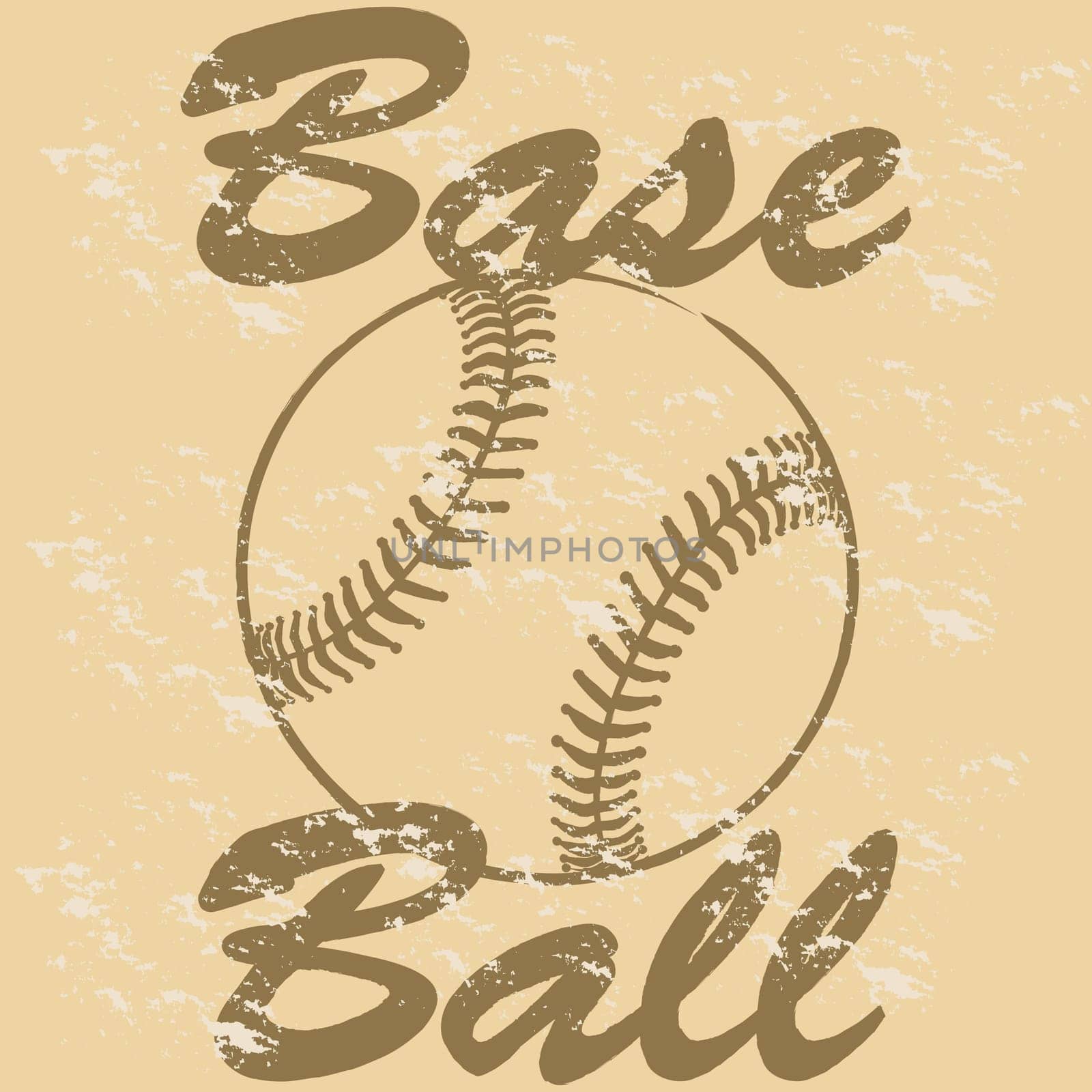 Concept illustration showing a retro-style baseball over a beige background