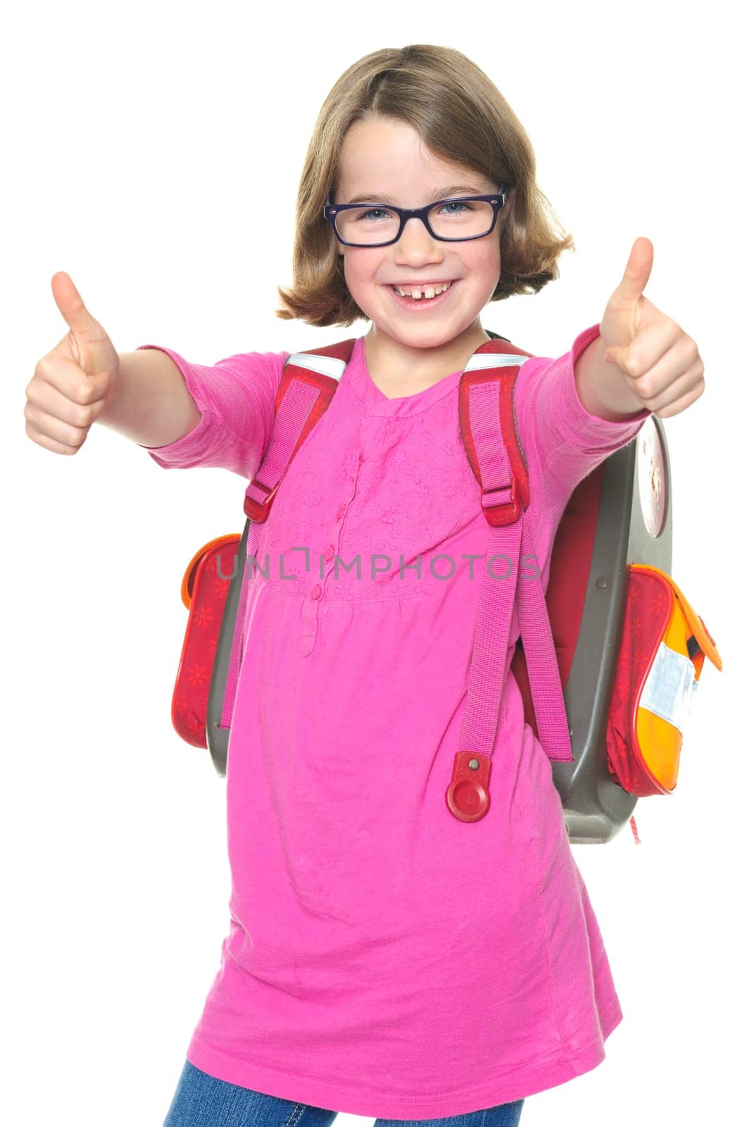 Young girl with a school ranch