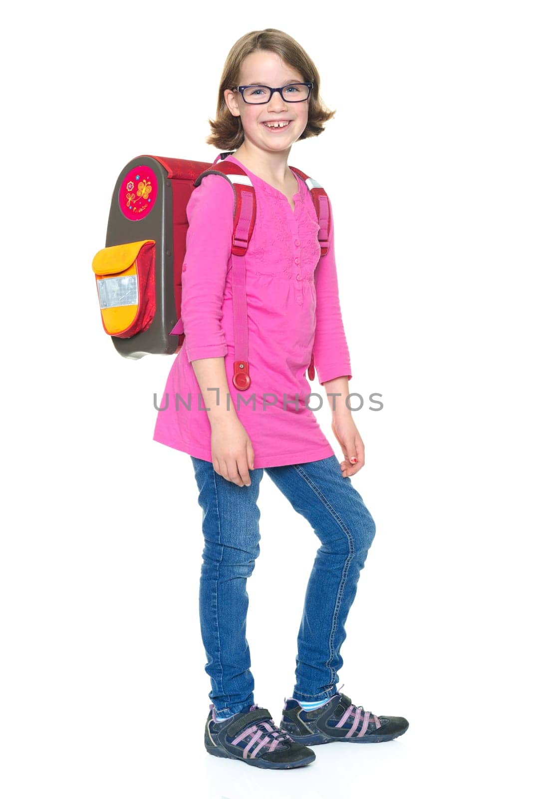 Young girl with a school ranch