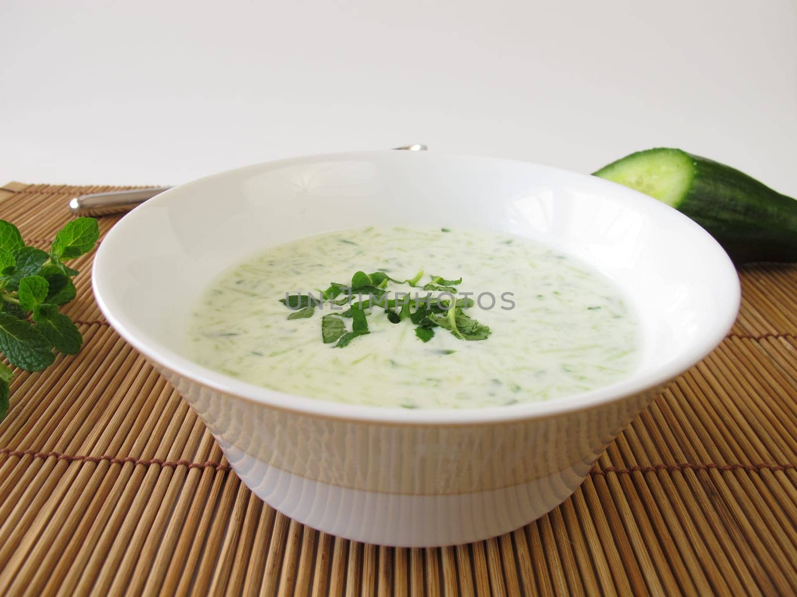 Cold cucumber soup with mint