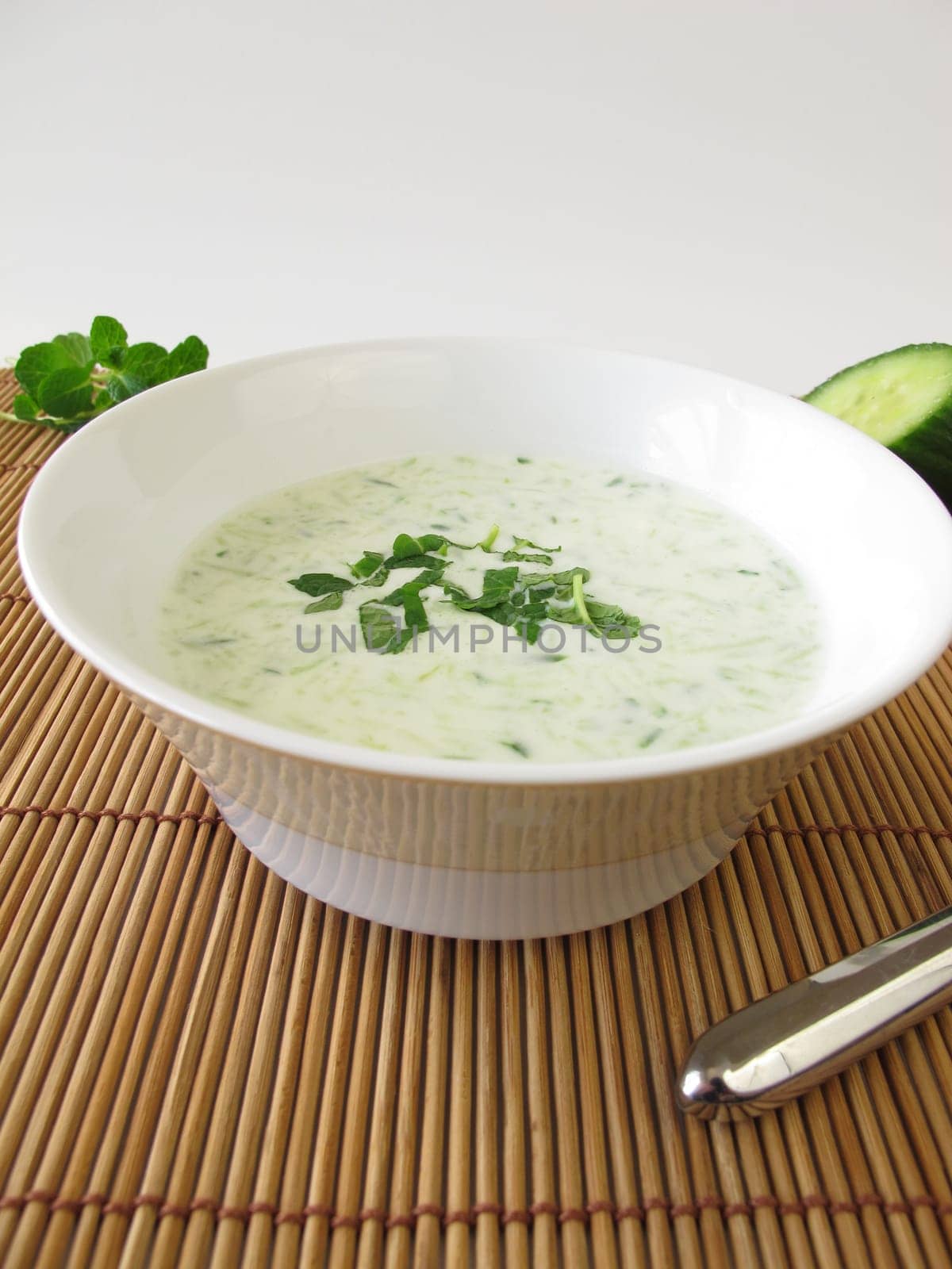 Cold cucumber soup with mint