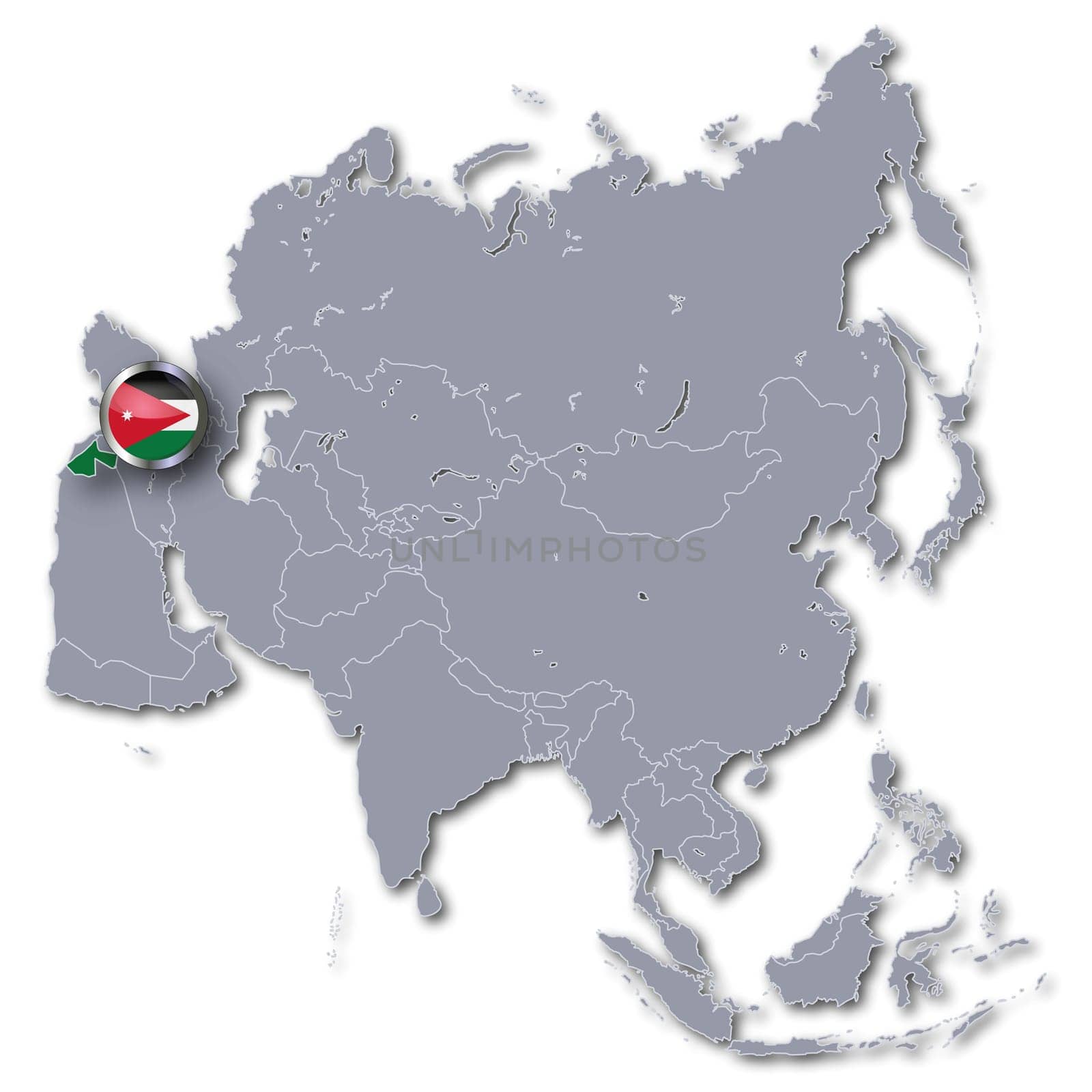 Asia map with Jordan