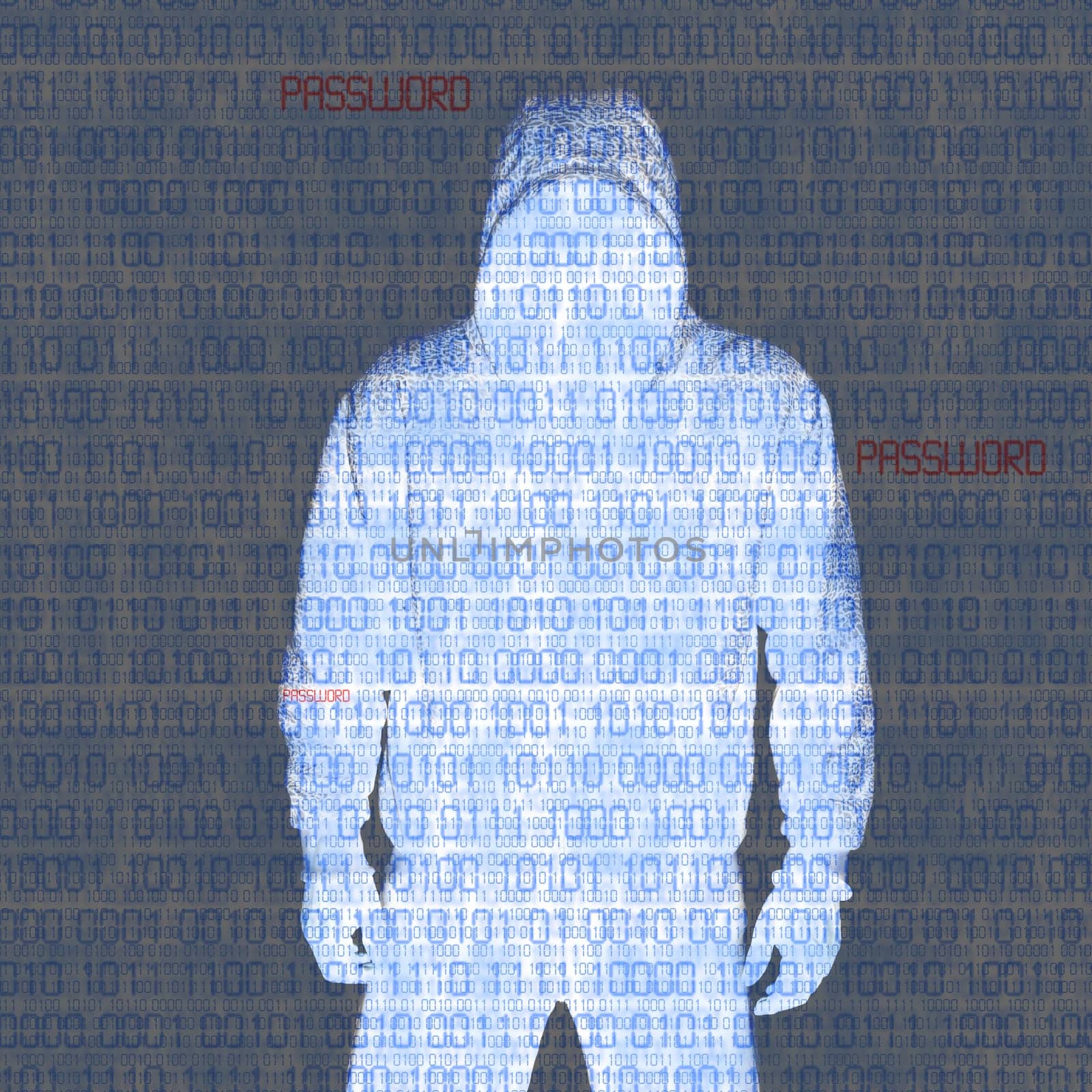 Hackey in Silhouette and Binary codes background