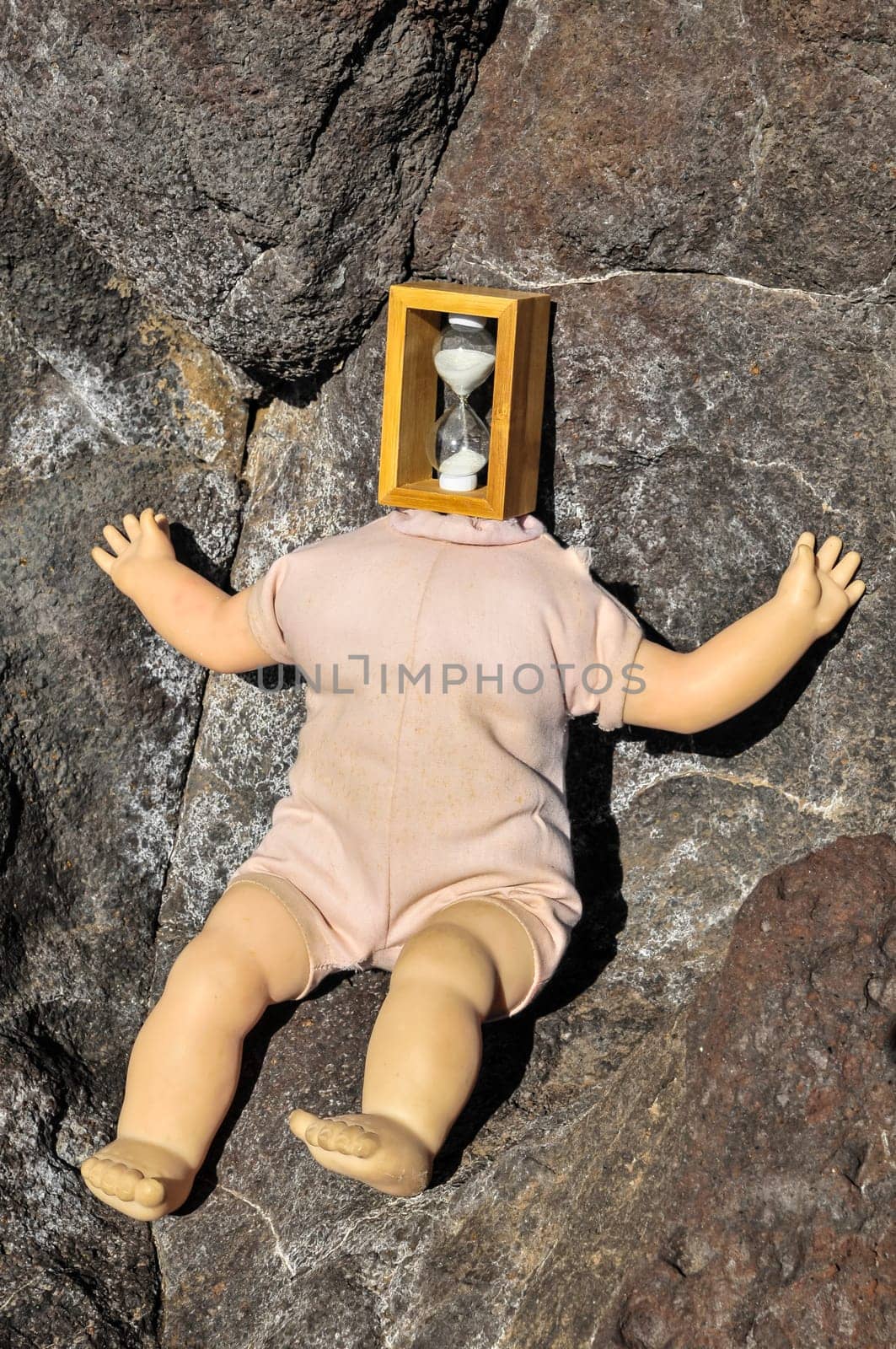 Vinatage Ancient Doll with Clock Face Head