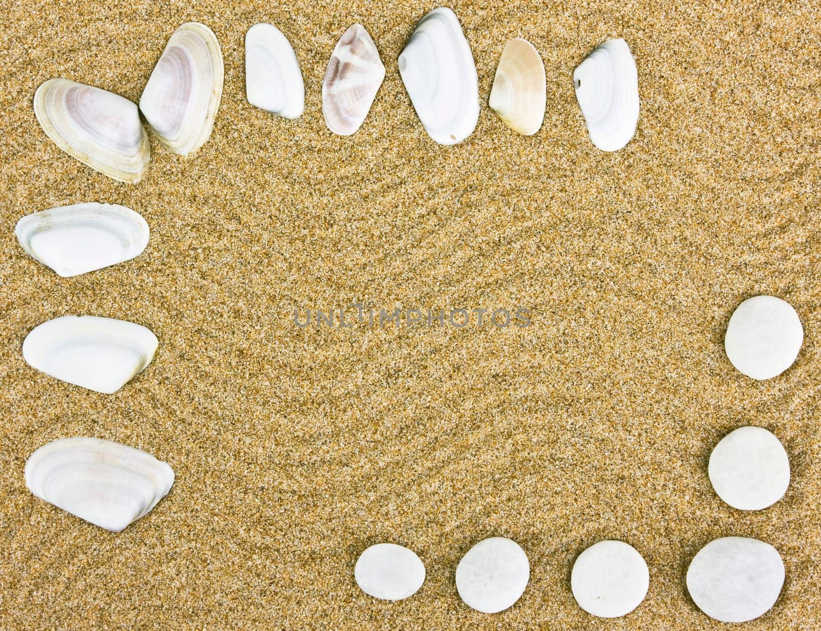 Holliday concept - Frame with seashells and sand