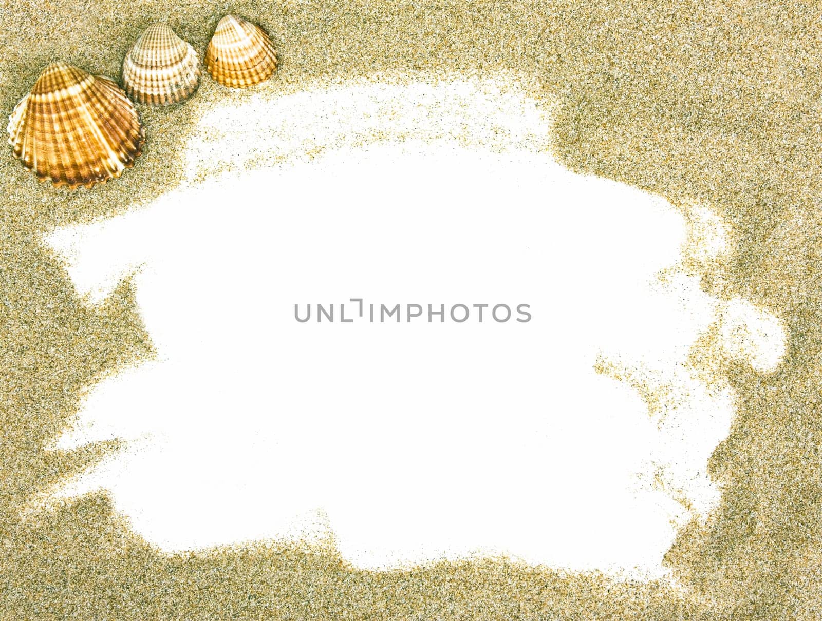 Holliday concept - Frame with seashells and sand