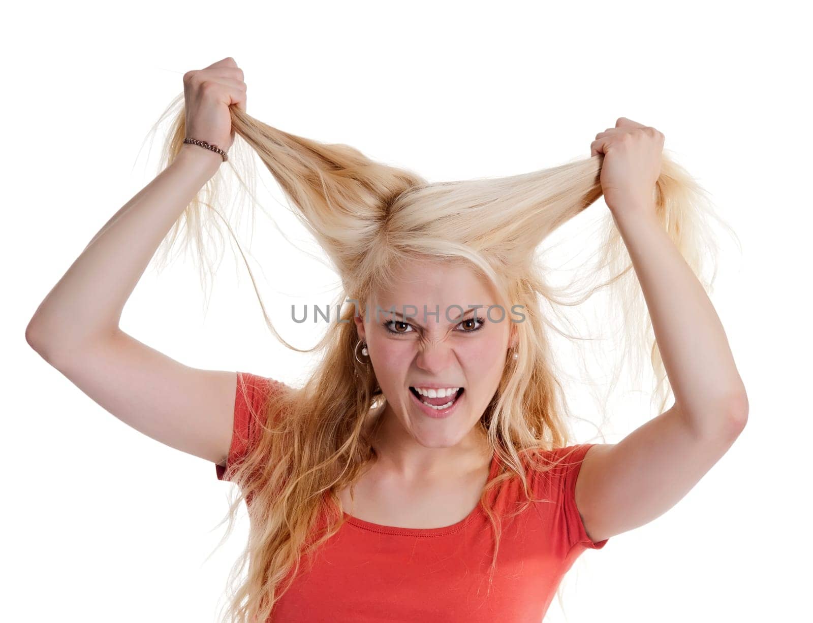 young woman rupese her hair