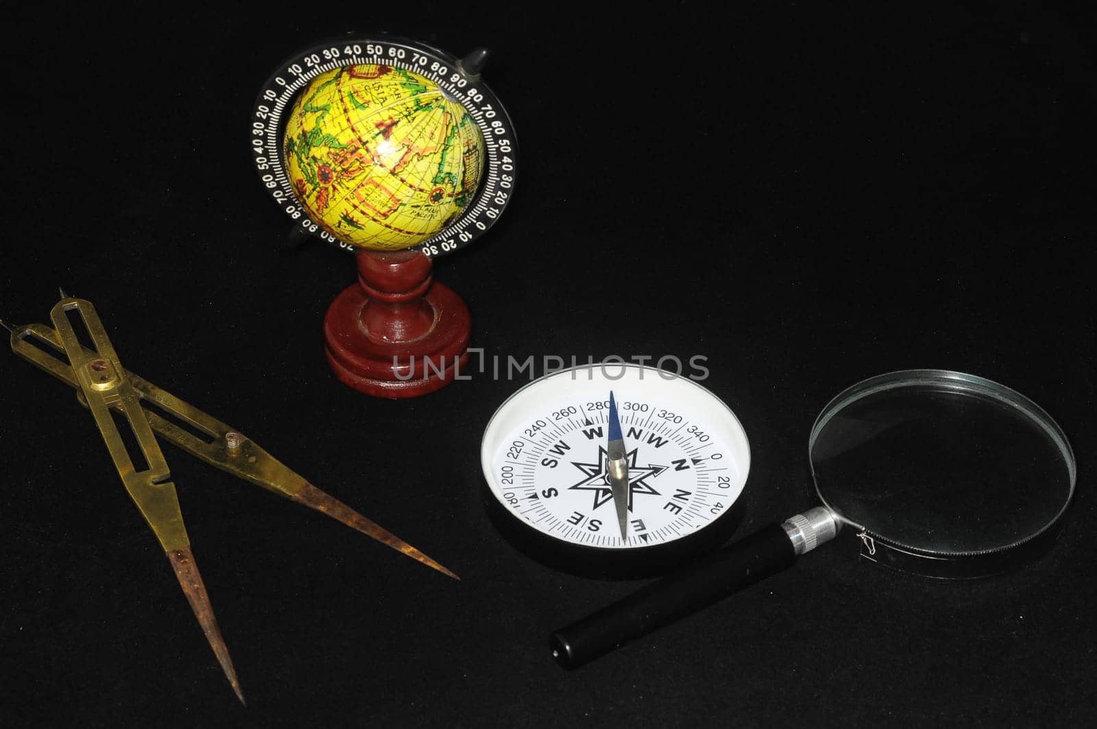 Vintage Orientation Tools on a Black Background