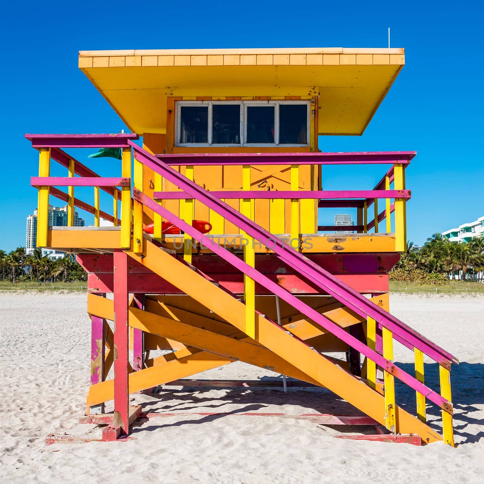 Colorful Lifeguard Tower in South Beach, Miami Beach, Florida, USA