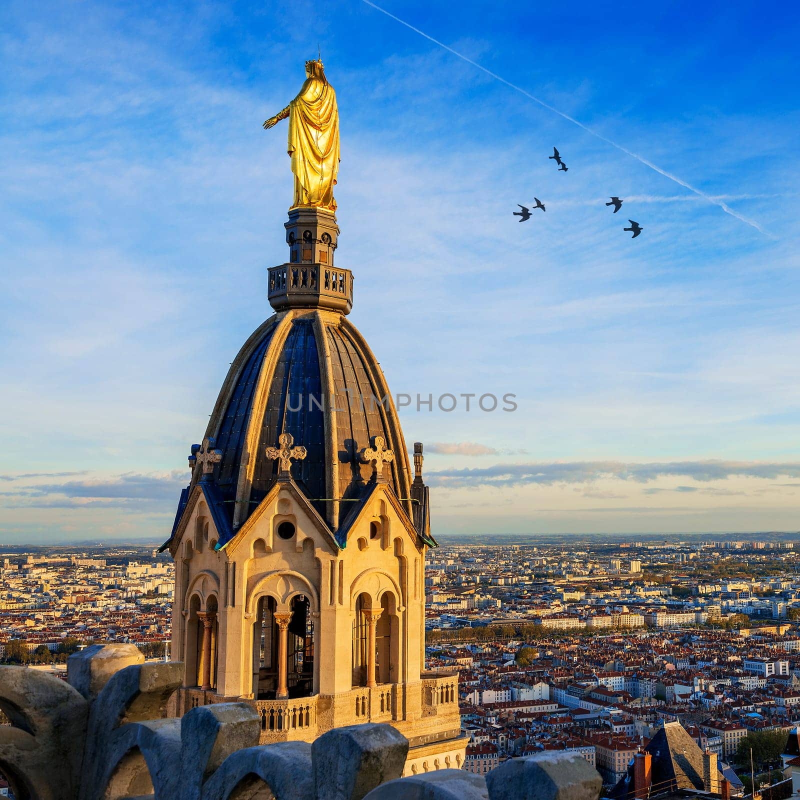 Sunset in Lyon Basilica Fourviere, France