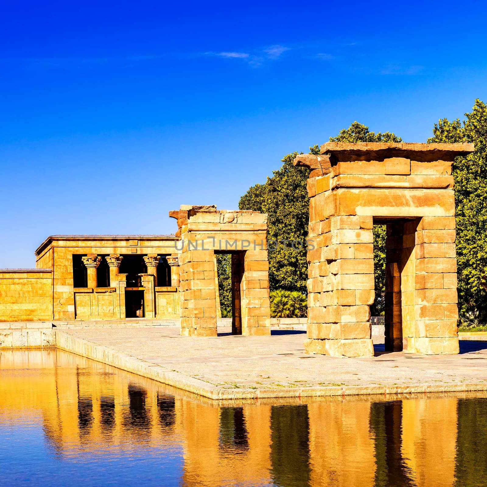 Temple of Debod Egyptian antic architecture Madrid, Spain