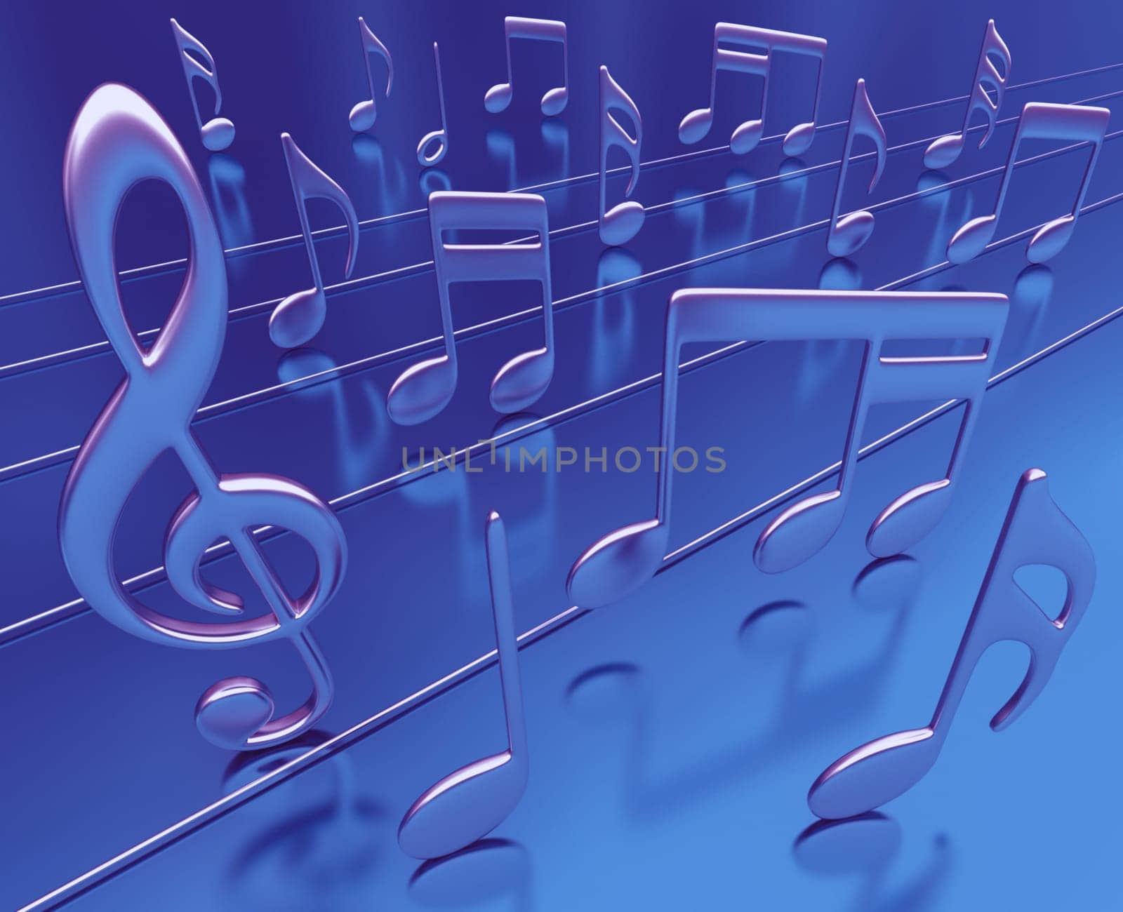 Musical notes standing on the floor.