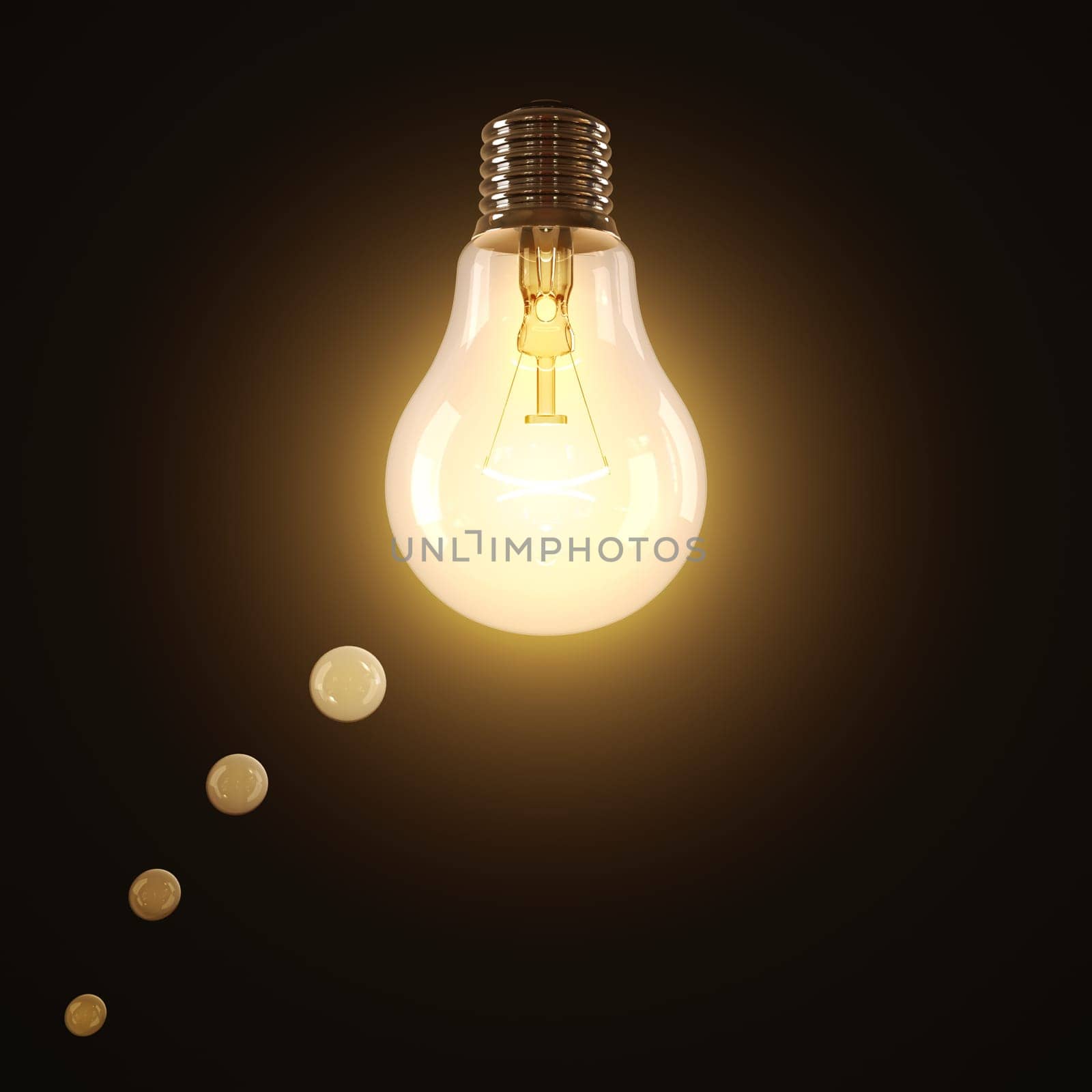 Incandescent lamp lit shaped in a think balloon..