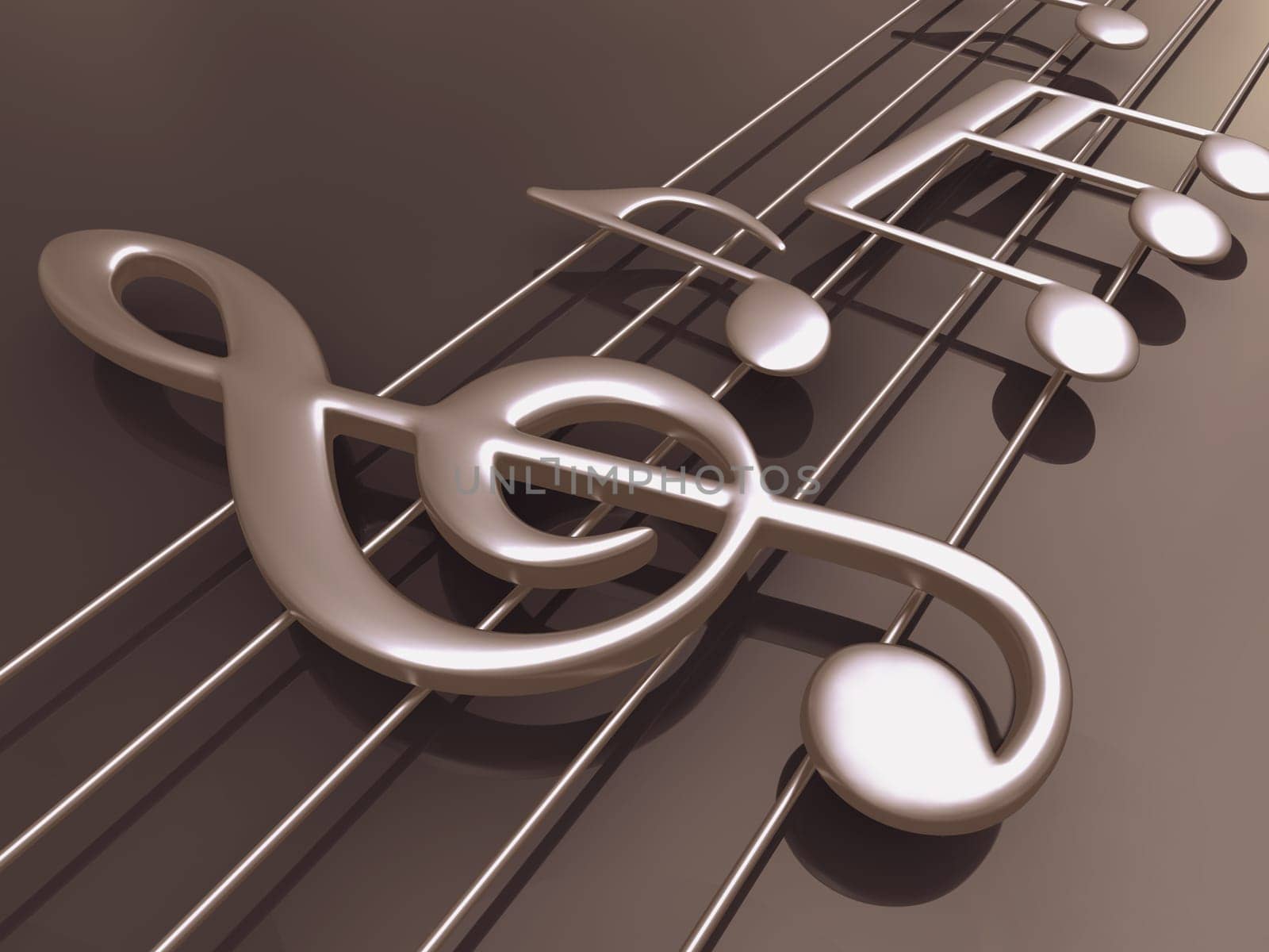 Musical notes standing on the floor.
