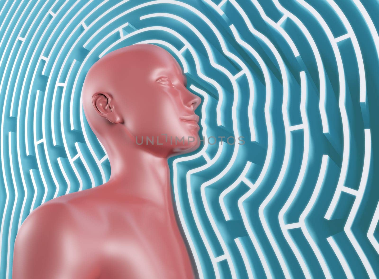 Half of the body out of the maze and seeing through walls.