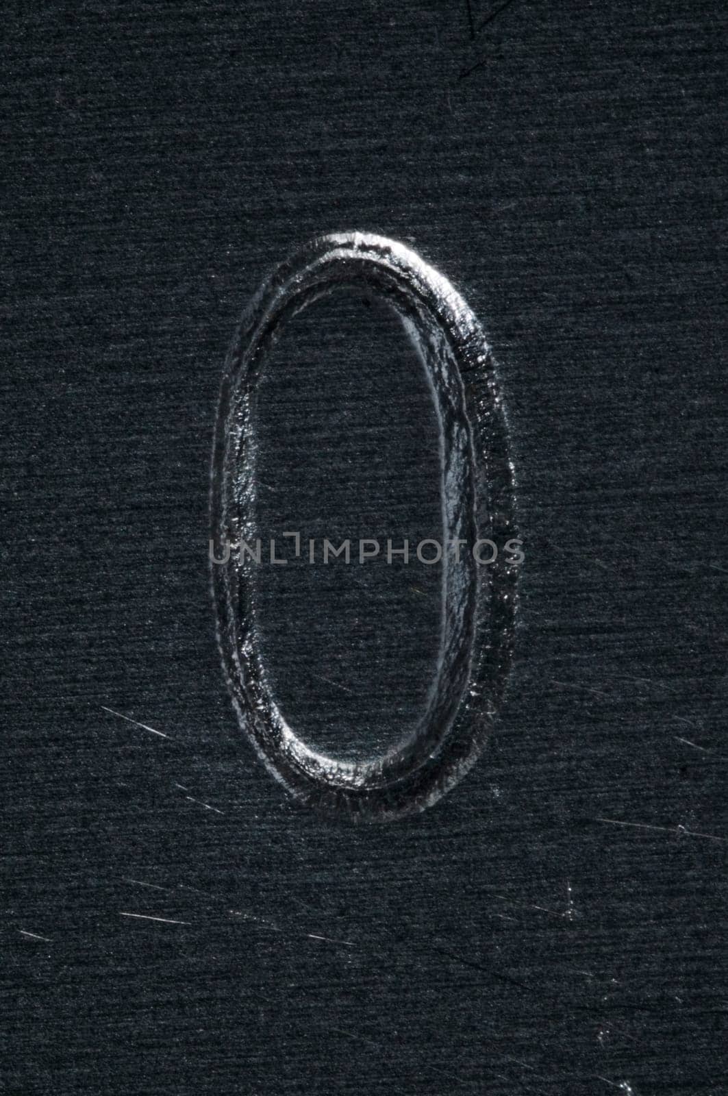 Macro image of a number in metal X