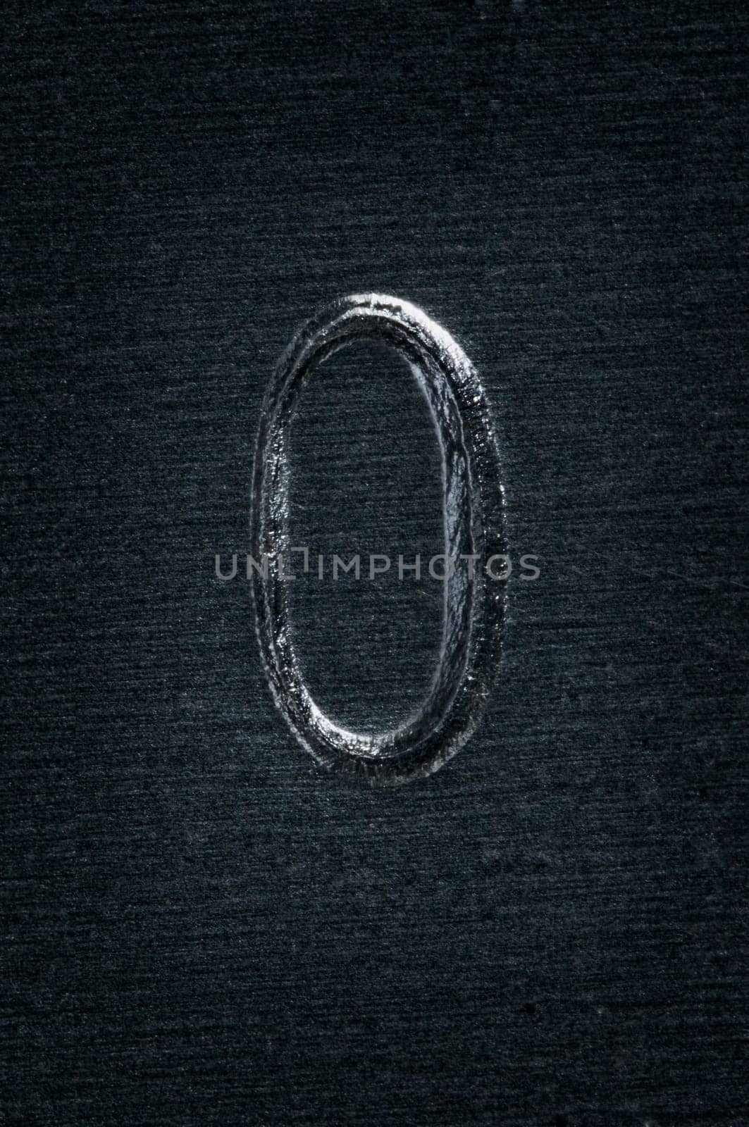 Macro image of the letter "O"" in metal"