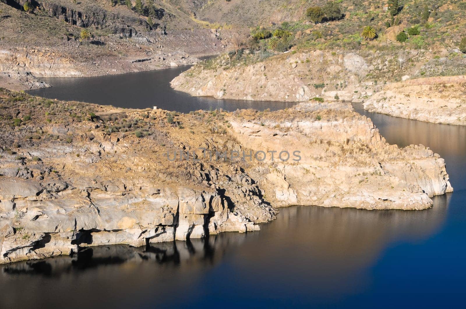 River with Dark Black Water in Canary Islands
