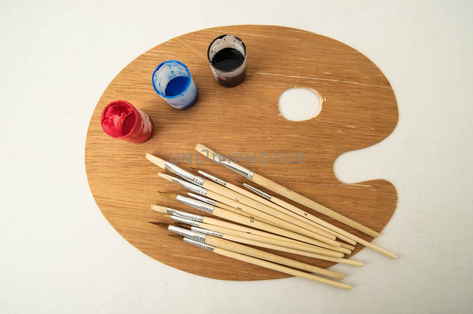 New Painting Wooden Palette on a White Background