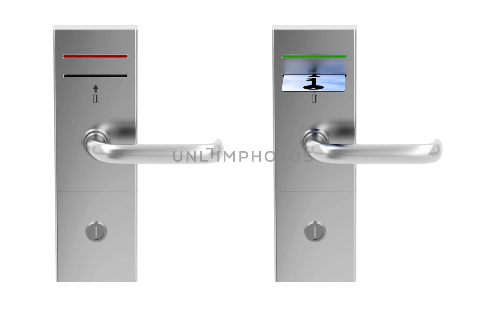 Keycard electronic locks isolated on white