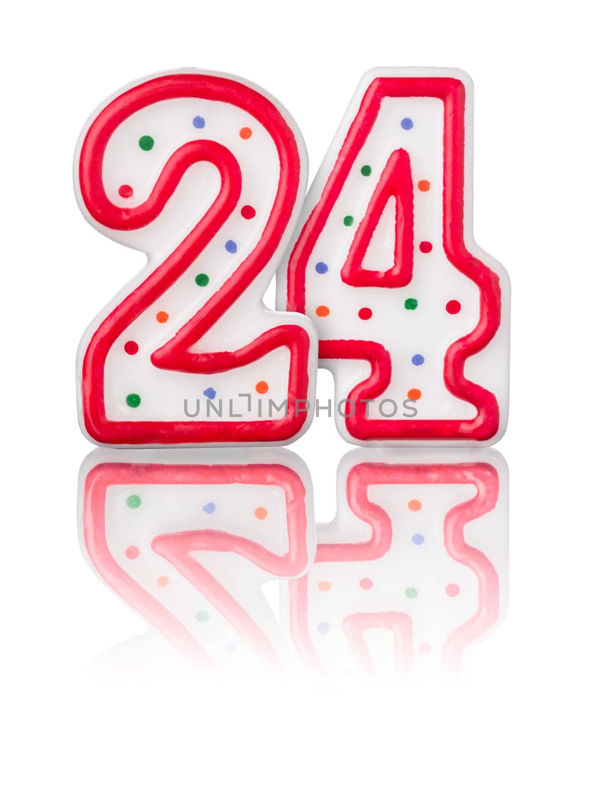 Red number 24 with reflection