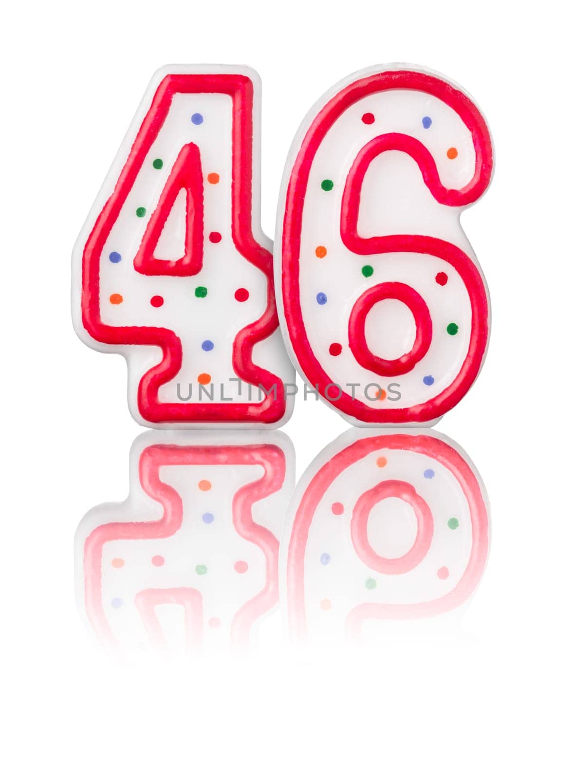 Red number 46 with reflection