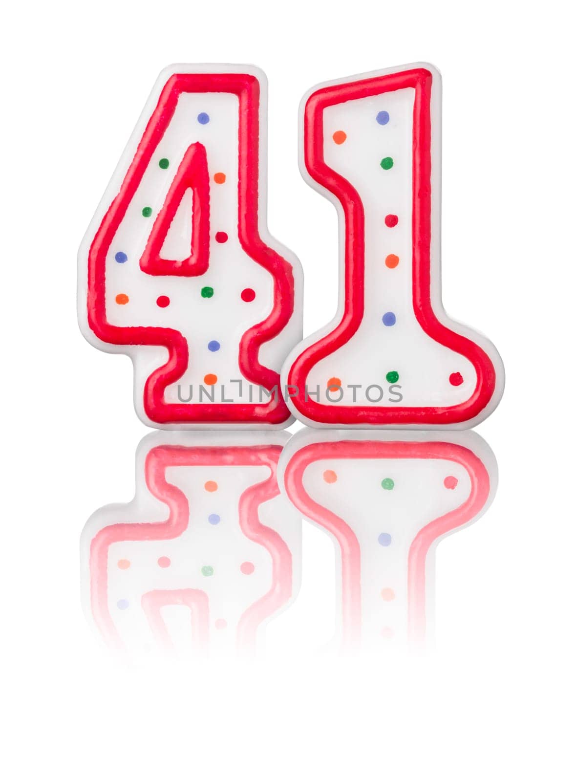 Red number 41 with reflection