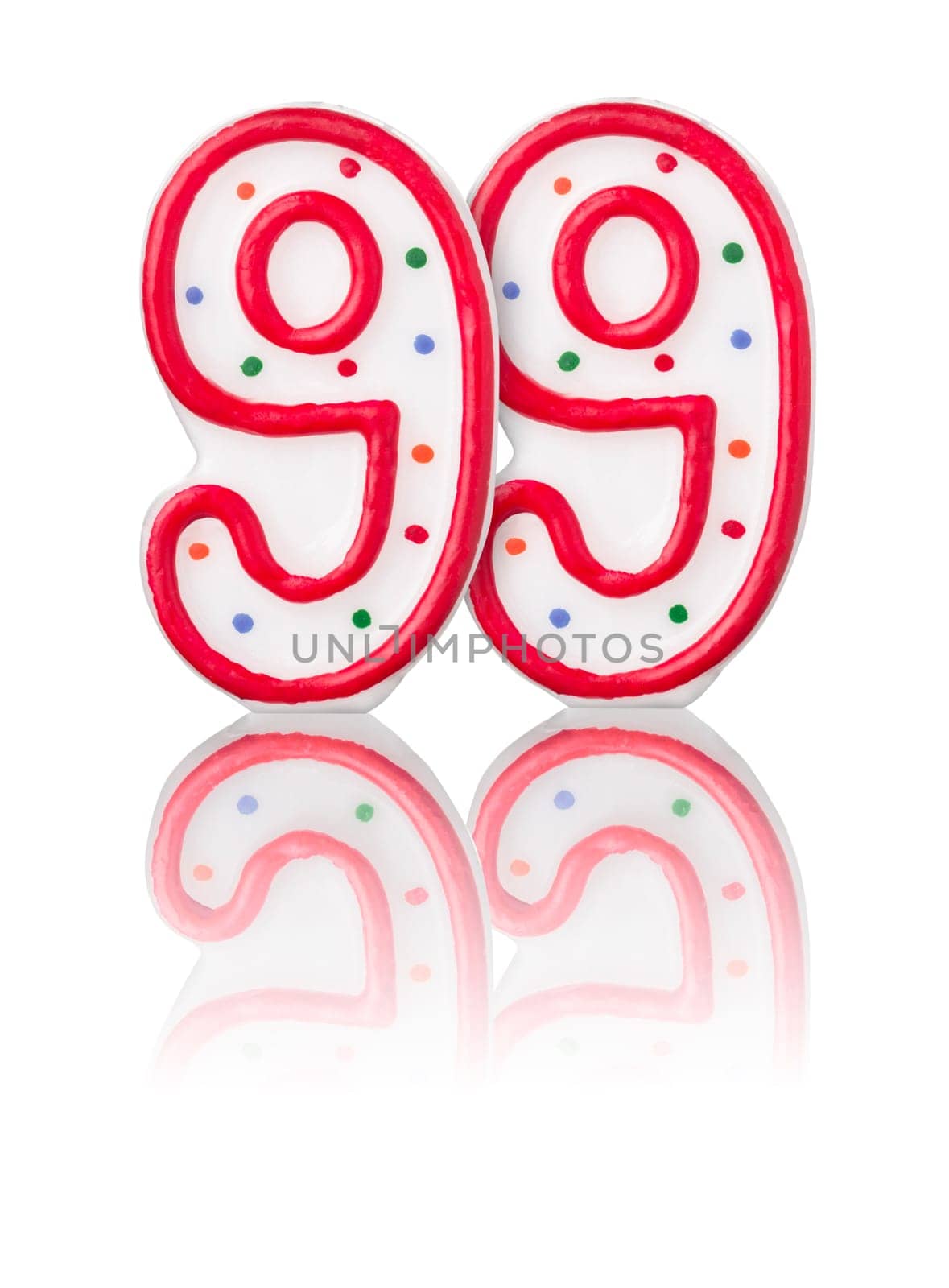 Red number 99 with reflection