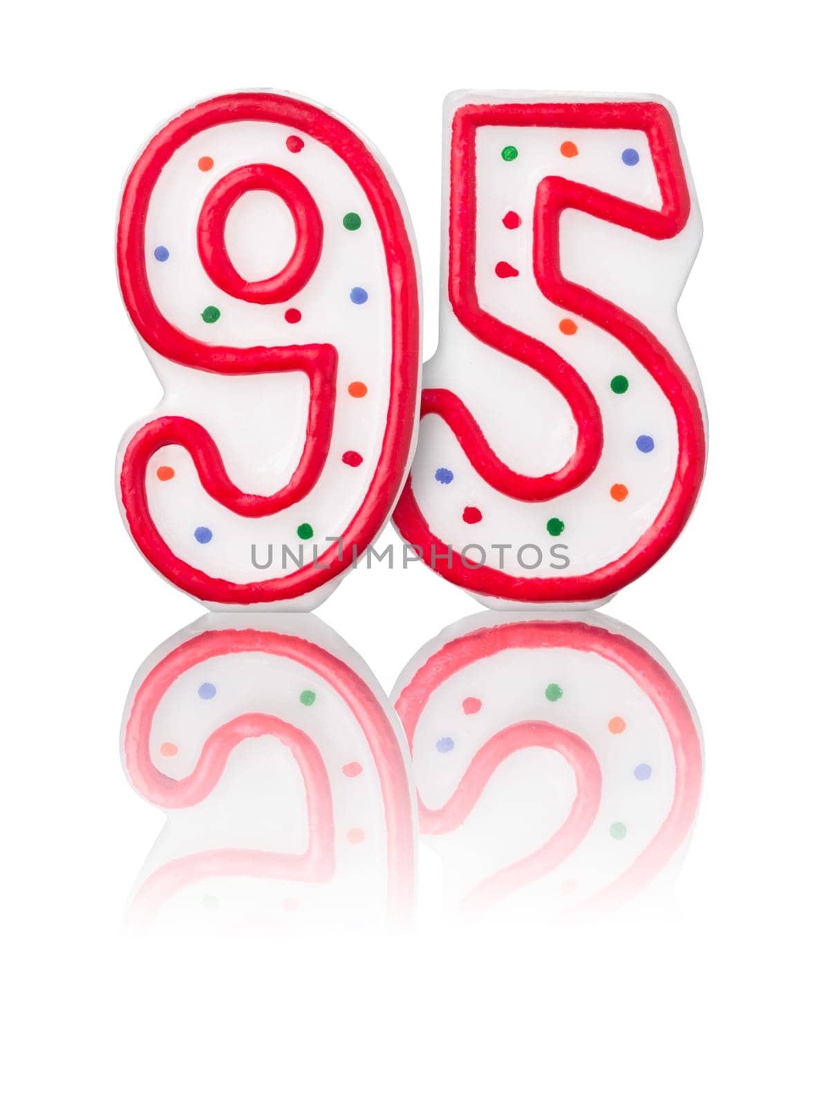 Red number 95 with reflection