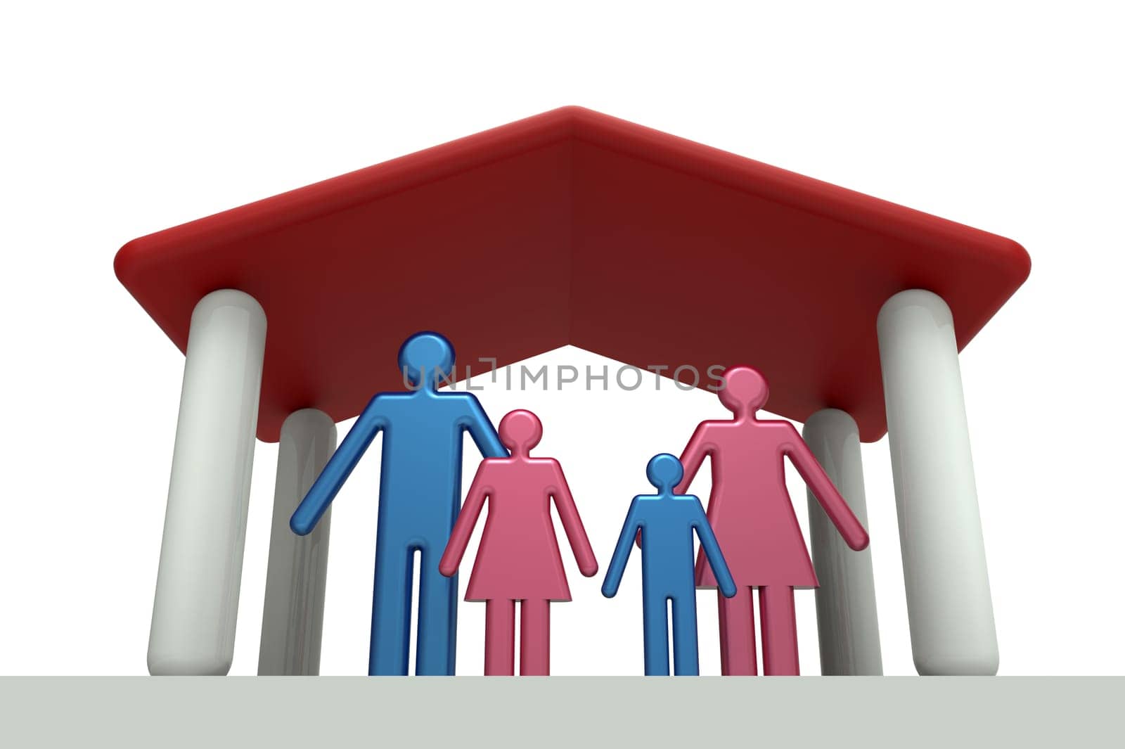 Family house, Protection of family, isolated on white render