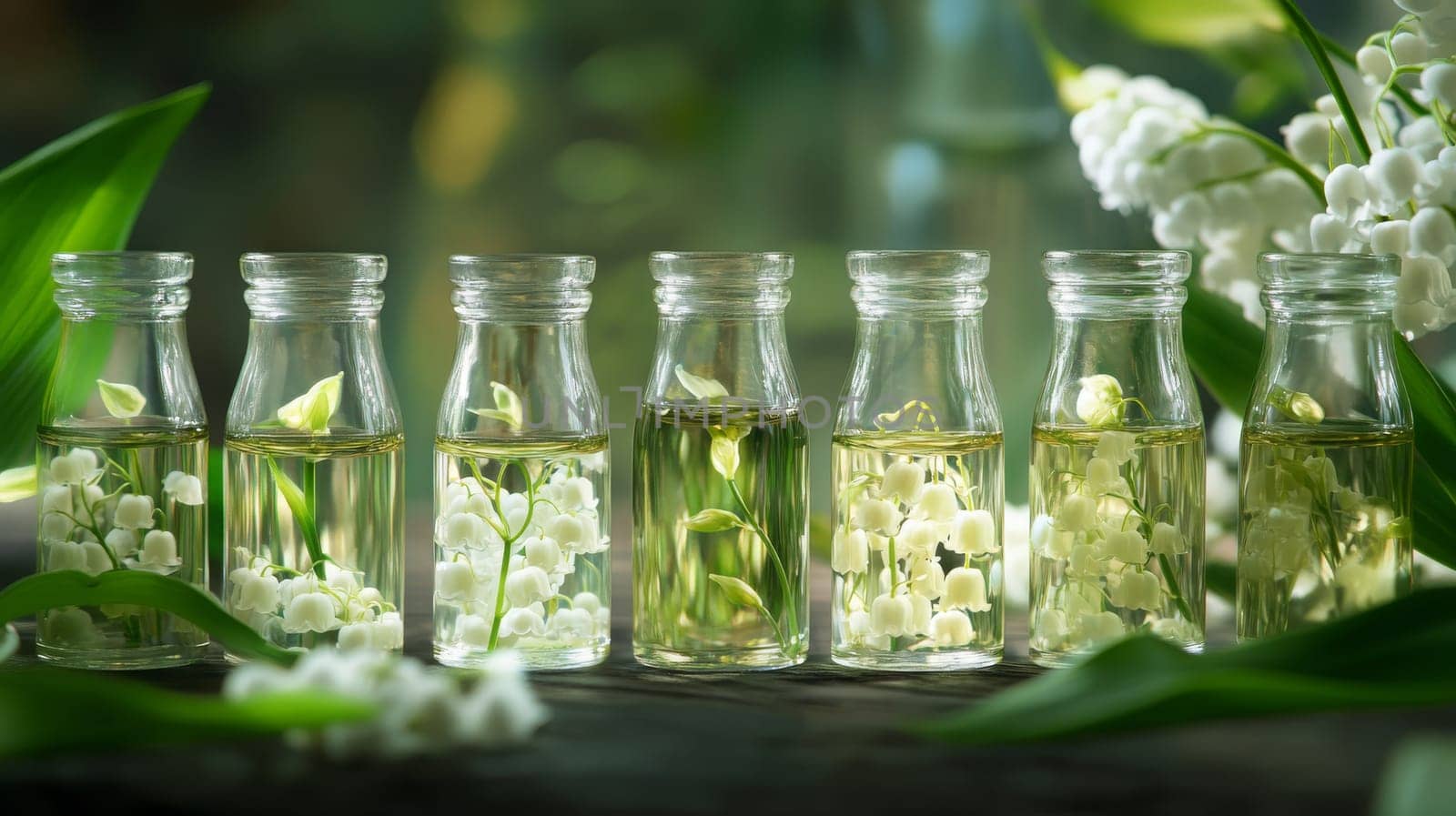 Lily of the Valley Essential Oil in a Small Bottle, Generative AI, nature