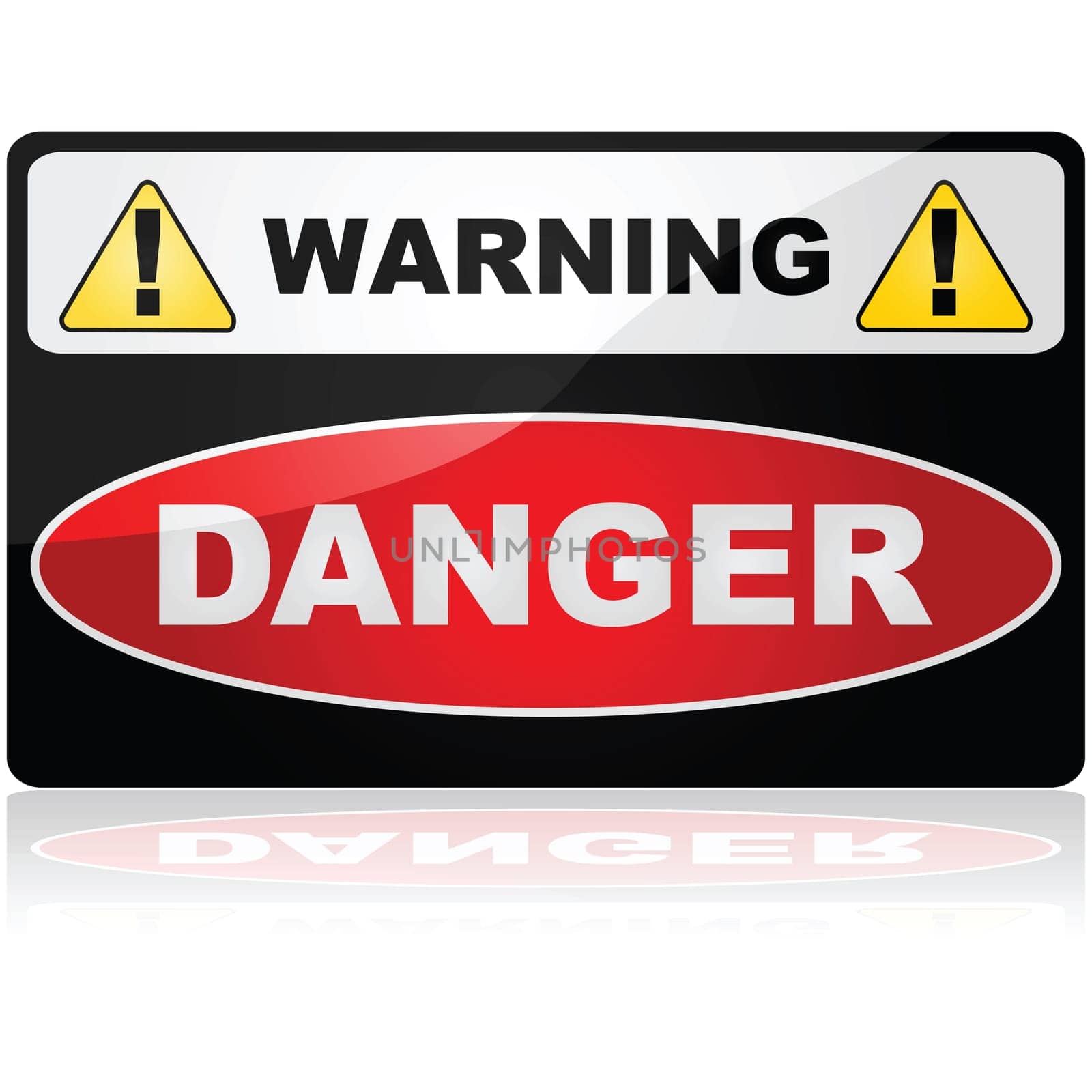 Glossy illustration showing a Warning Danger sign