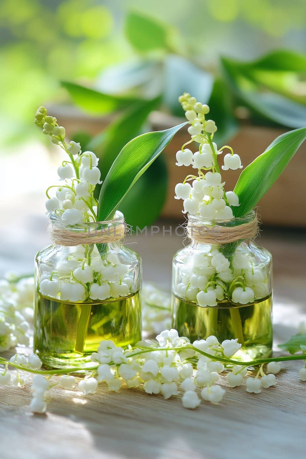 Lily of the Valley Essential Oil in a Small Bottle, Generative AI, nature