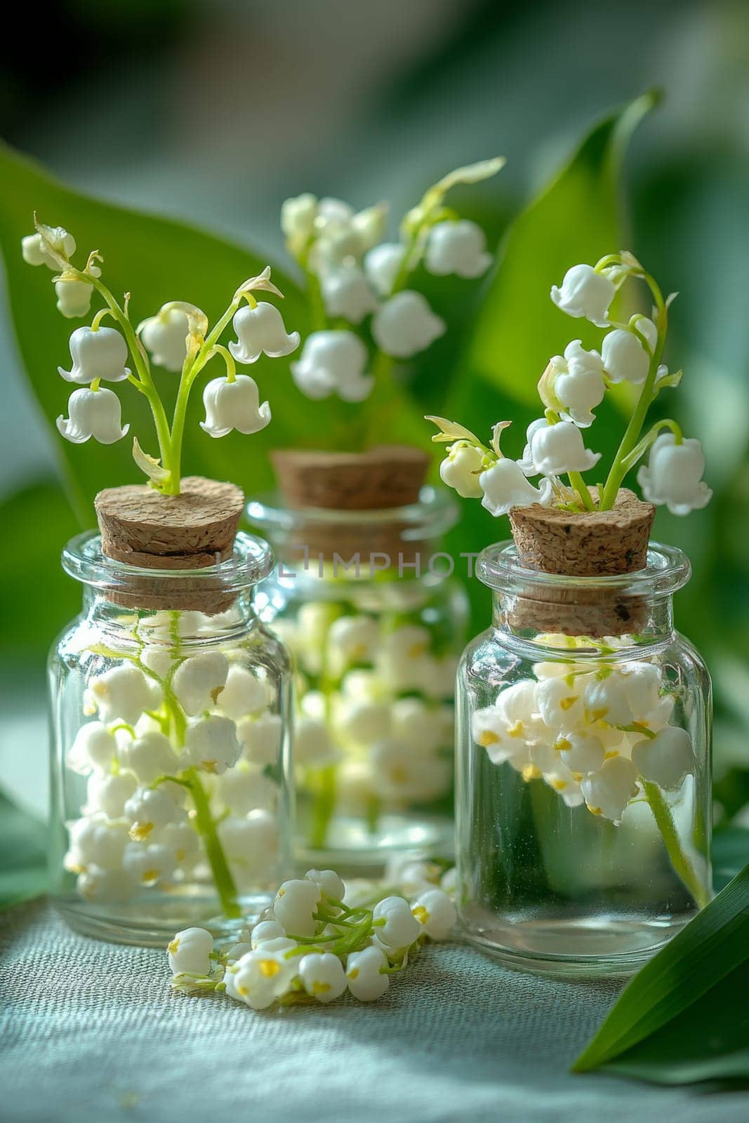 Lily of the Valley Essential Oil in a Small Bottle, Generative AI, nature