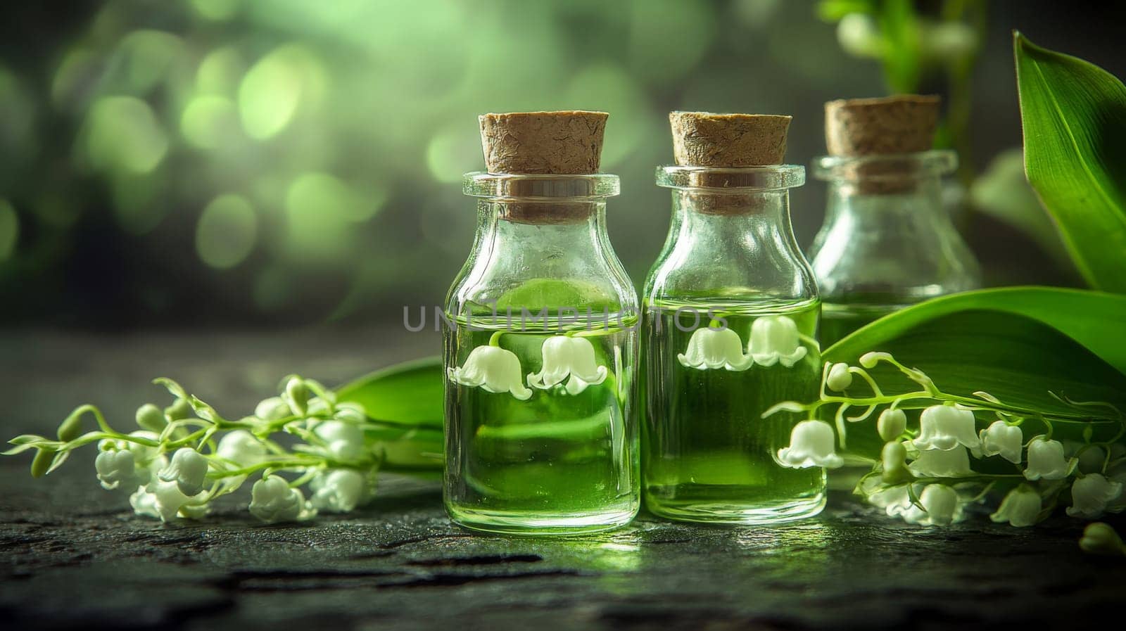 Lily of the Valley Essential Oil in a Small Bottle, Generative AI, nature