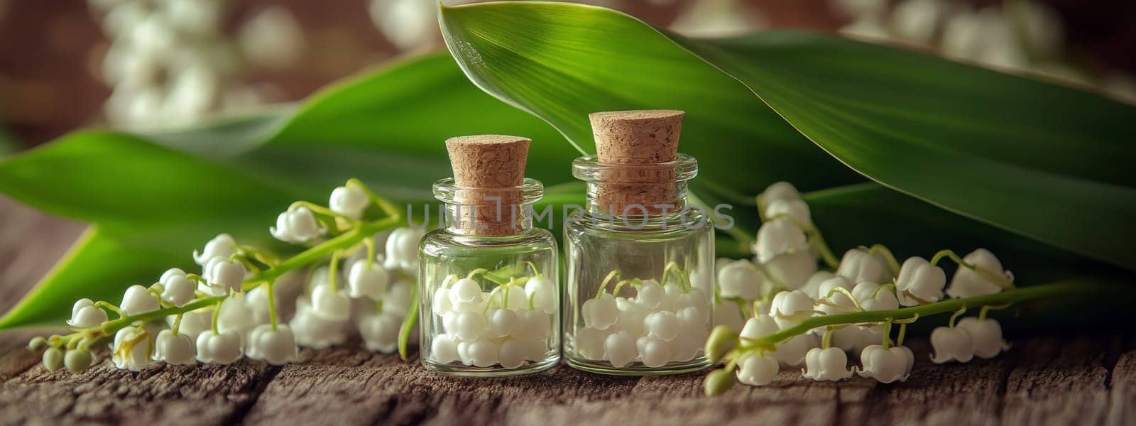 Lily of the Valley Essential Oil in a Small Bottle, Generative AI, nature