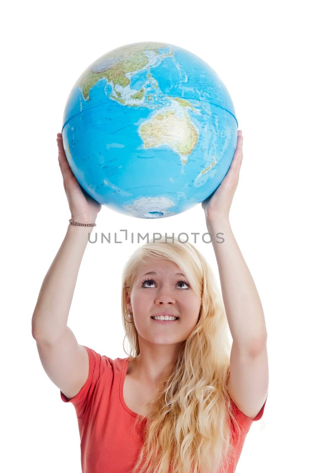 Woman holds globe