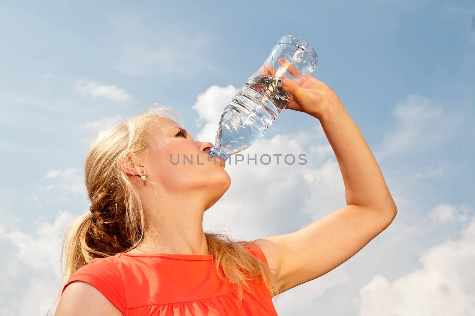 Woman drinks water