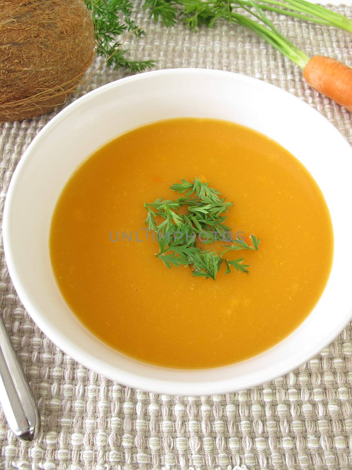 Carrot cream soup with coconut milk