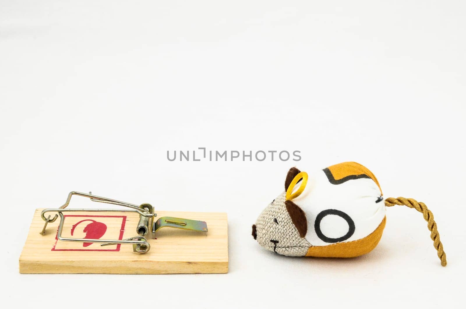 Wooden Mouse Trap on a White Background
