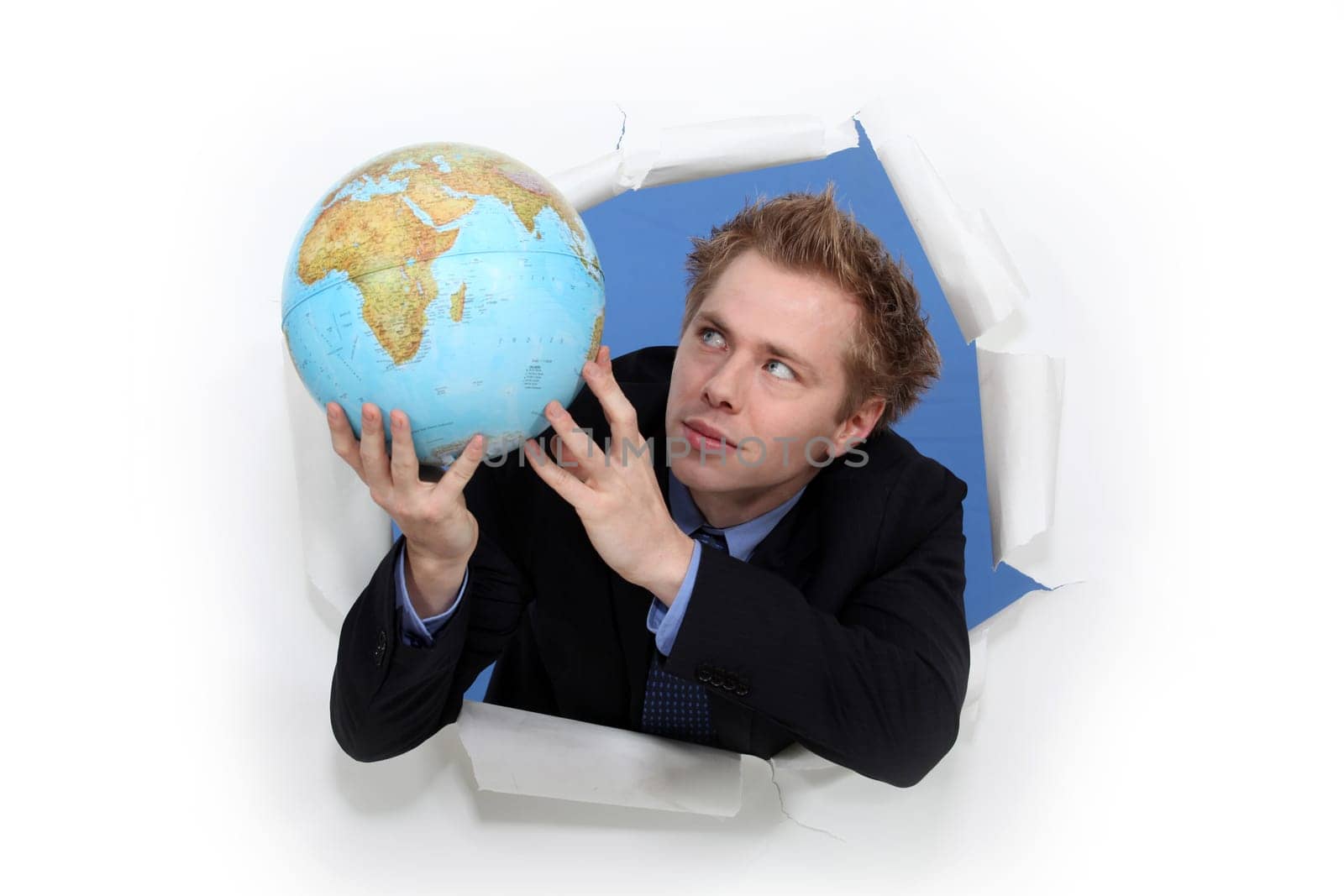 Man holding globe