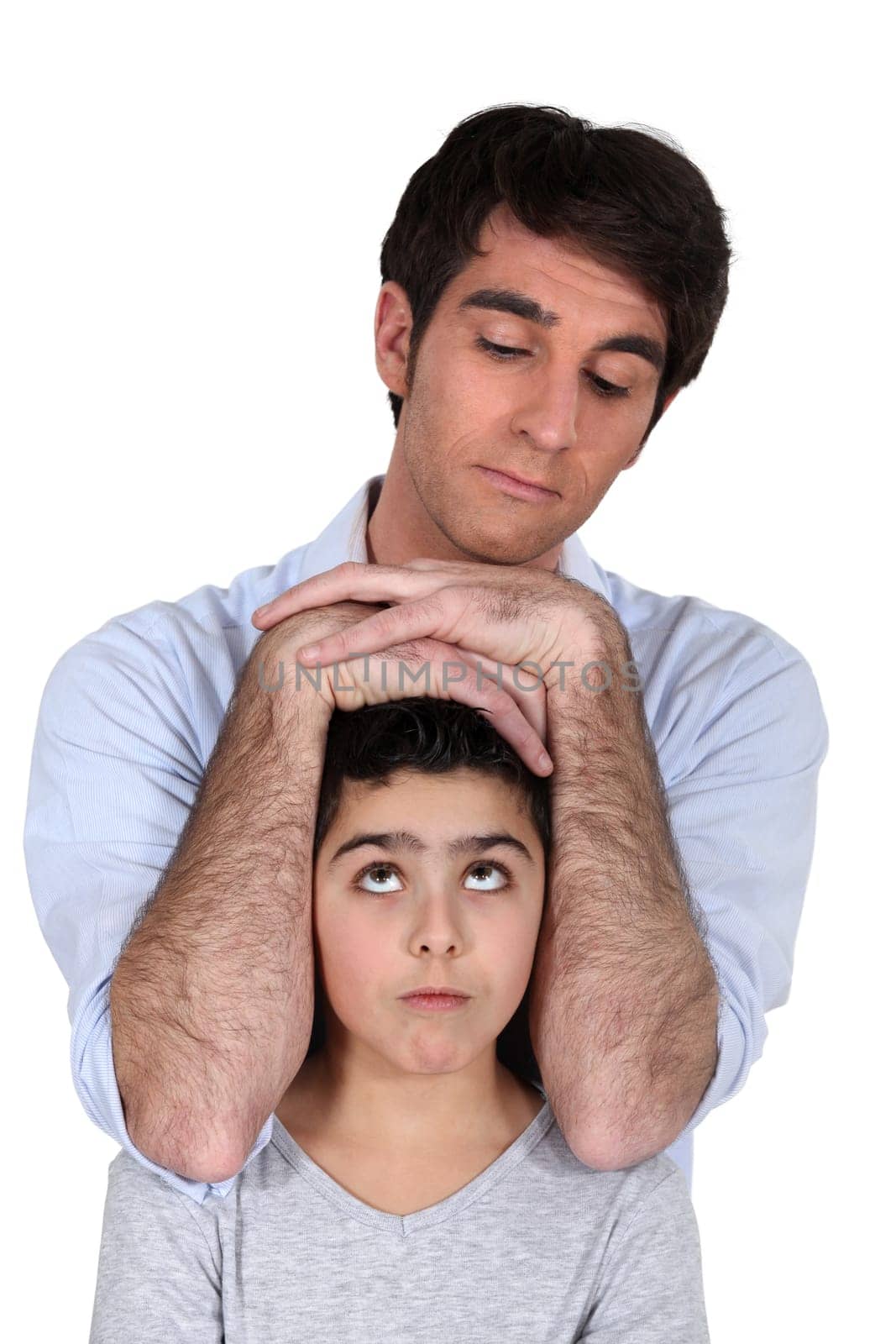 Studio shot of a father and his child