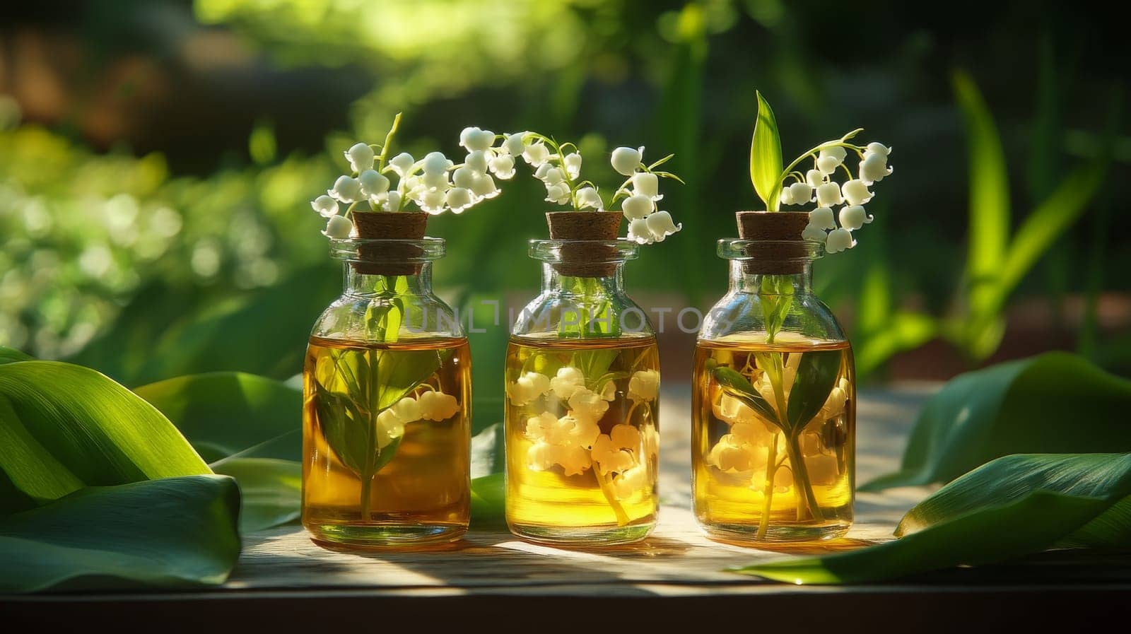 Lily of the Valley Essential Oil in a Small Bottle, Generative AI, nature