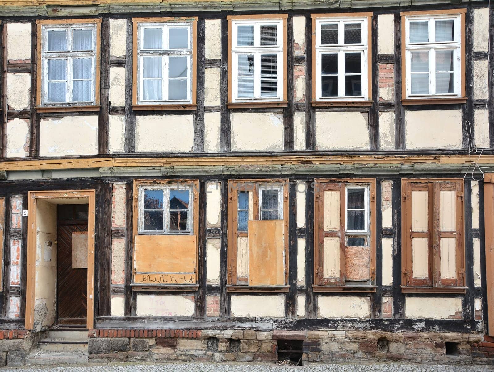 Dilapidated half-timbered house