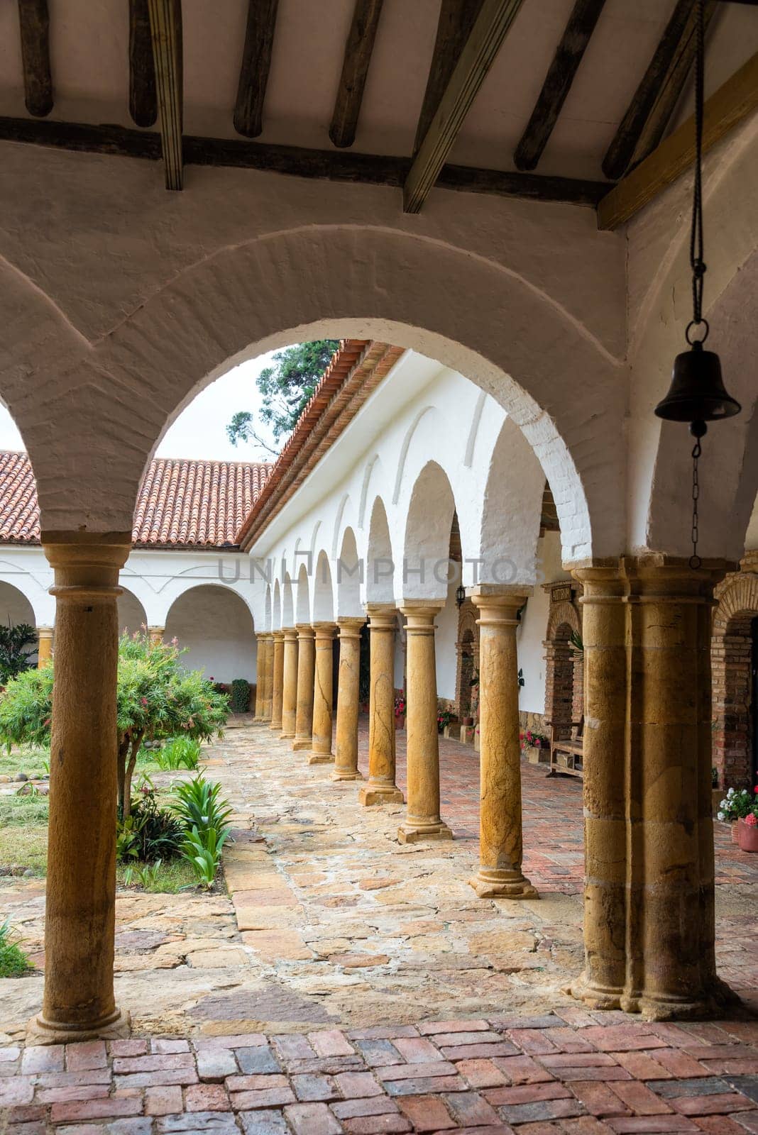 Colonial arches in Santo Ecce Homo monastery near Villa de Leyva in Boyaca department in Colombia