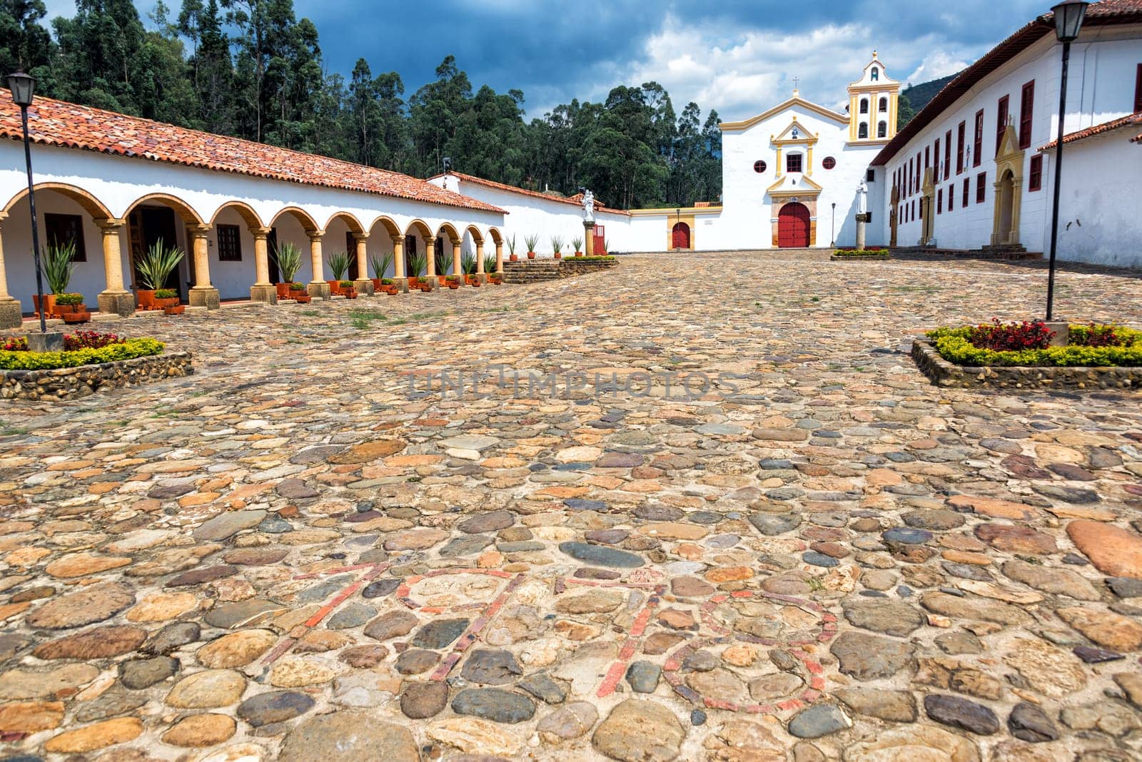 La Candelaria Monastery courtyard near the town of Raquira in Boyaca, Colombia