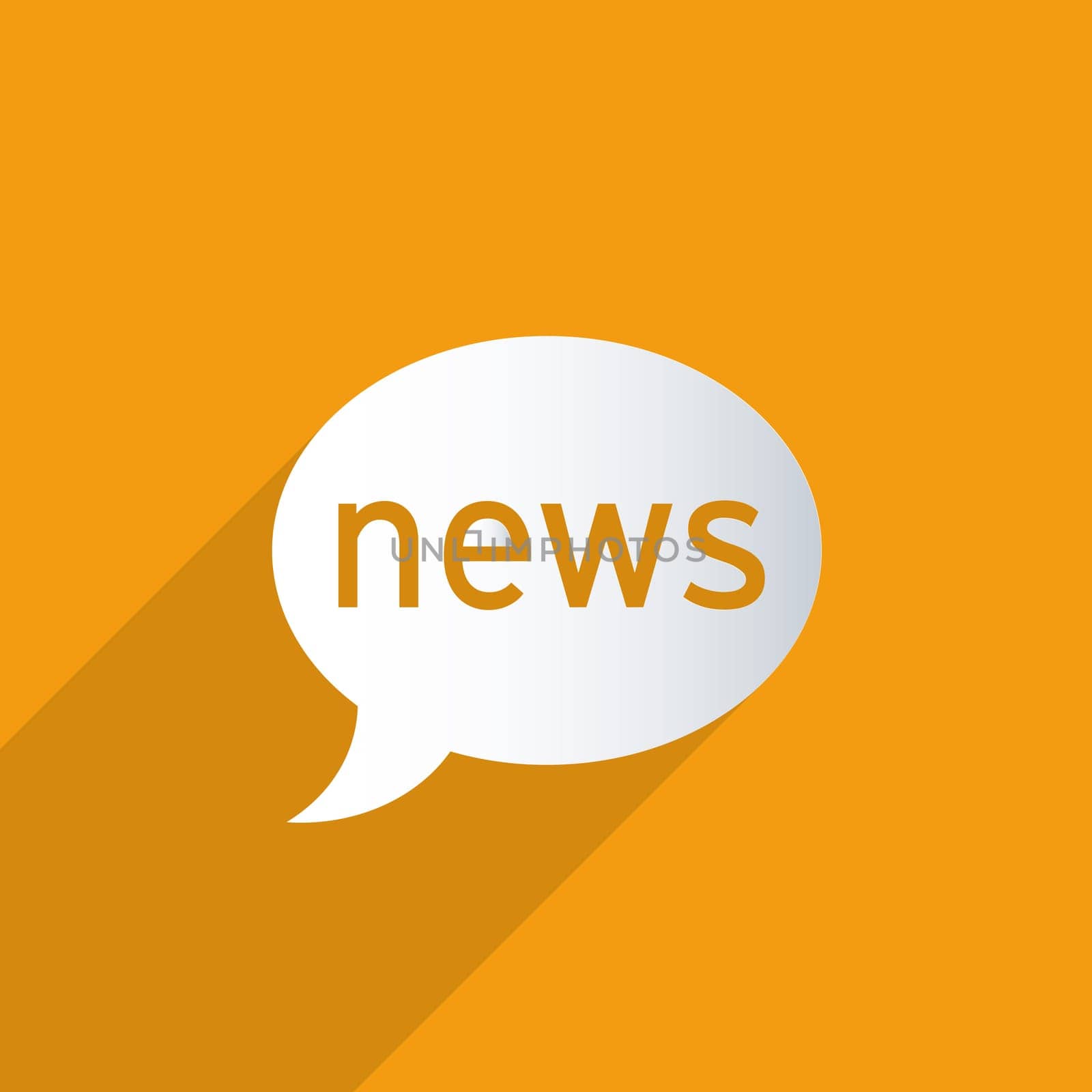 News balloon on a orange background. Abstract 3d paper graphics.